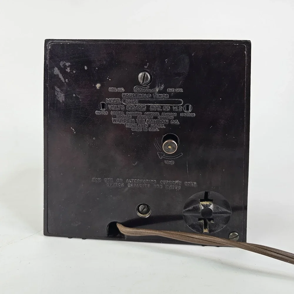 Vintage Telechron Bakelite Switch Alarm 8H61 Clock Art Deco Working USA